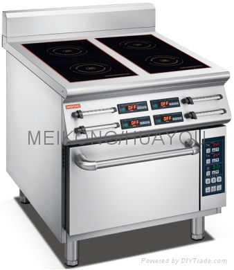 Kitchen induction cooker with oven