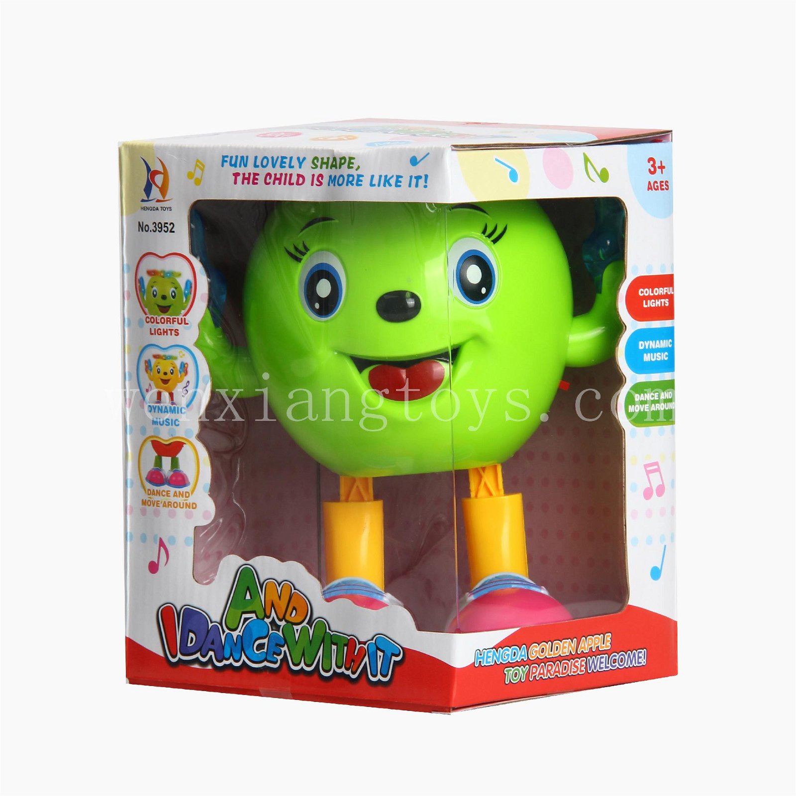 Plastic electric baby dancing apple toy