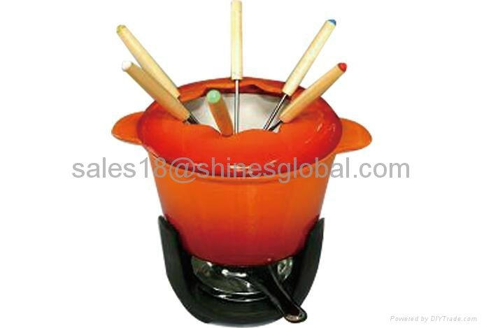 enamel cast iron  fondue set