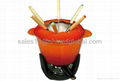 enamel cast iron  fondue set