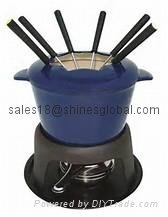 enamel cast iron  fondue set 4