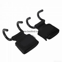 Black Wrist Support Gym Straps Hooks