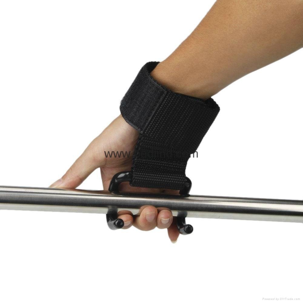 Black Wrist Support Gym Straps Hooks 4
