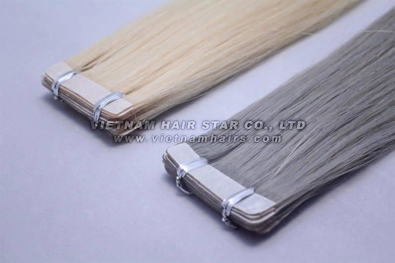 Standard Quality Tape Hair Extensions Straight Natural Black Color 60cm 2