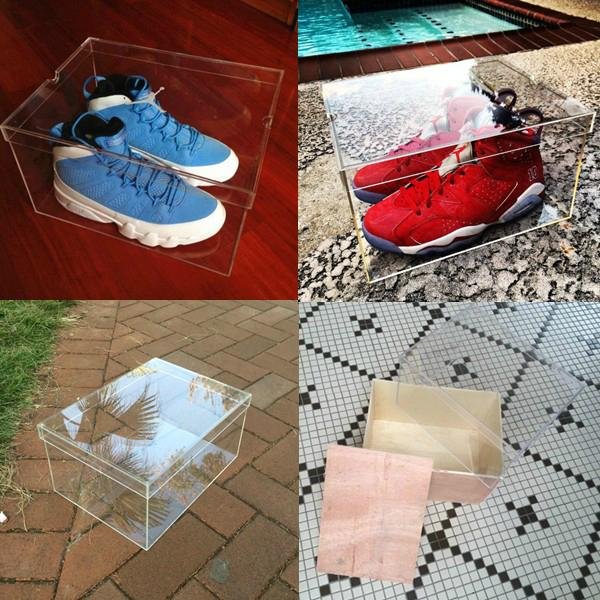 Transparent lidless acrylic sneaker display shoe box