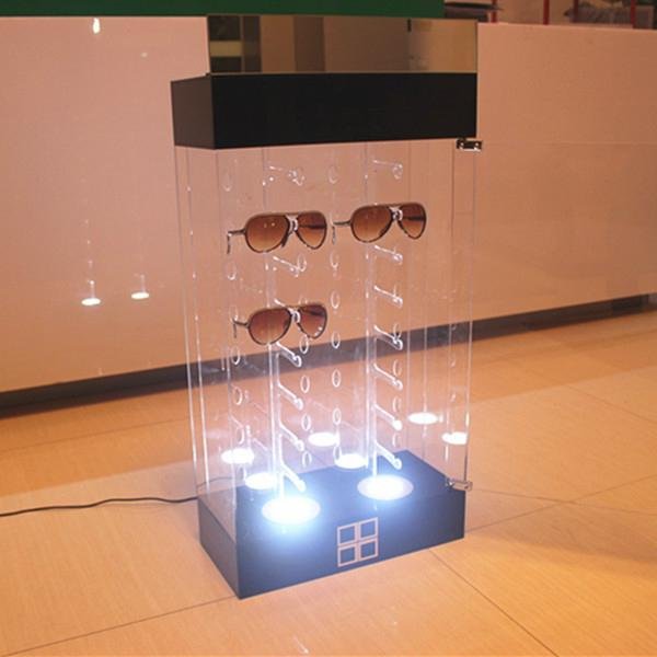 lockable sunglass rack acrylic optical display rack with led lighting