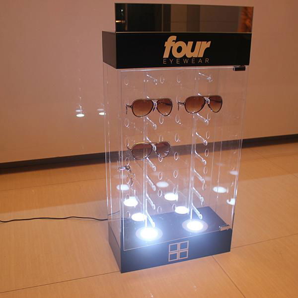 lockable sunglass rack acrylic optical display rack with led lighting