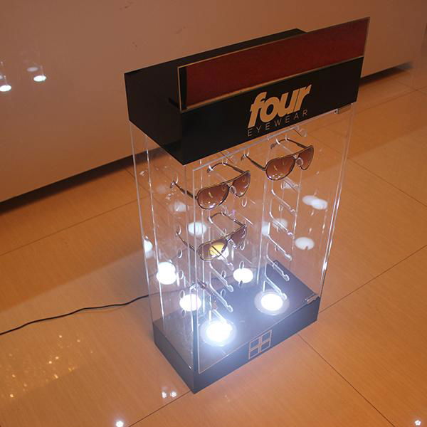 lockable sunglass rack acrylic optical display rack with led lighting 5