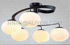 ROUND WHITE CEILING LAMP 5 HEADS / FLAMES INDOOR LIGHTING