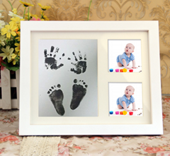 lovely baby hands&foots prints mdf photo frame with inkpad good looking packing