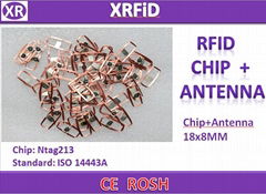 18x8mm 13.56mhz ISO14443A copper TAG RFID COB Chip+Antenna ntag213 chip antenna