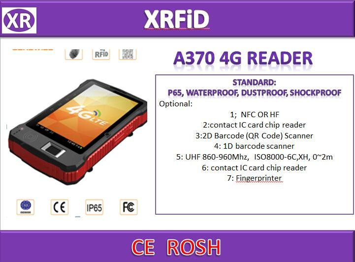 A370 4G NFC pad reader 7inch RFID tablet Also accept Fingerprint lf uhf module
