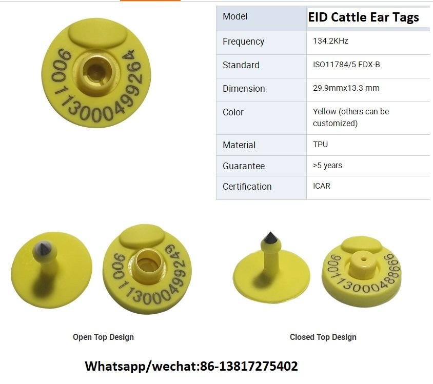 ISO11784/5 RFID animal ear tag EM4305 FDX-B 134.2khz for Pig Animal Tracking  2