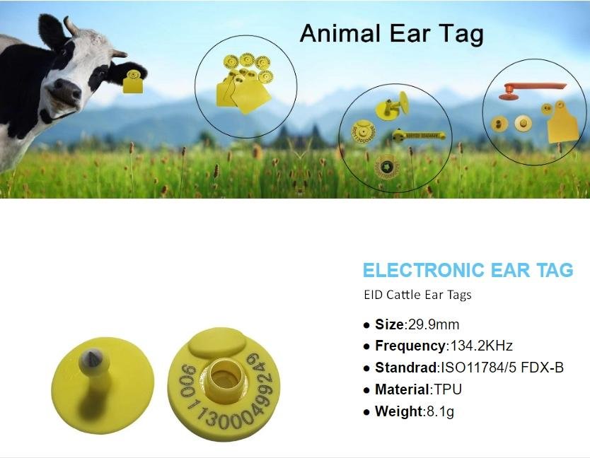 ISO11784/5 RFID animal ear tag EM4305 FDX-B 134.2khz for Pig Animal Tracking  3