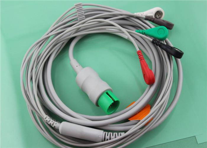 Professional 3 Lead Ecg Cable , 5 Lead Ecg Cable TPU Cable Material 4