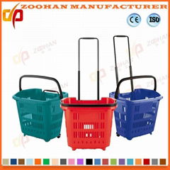 New Style Plastic Basket Supermarket Plastic Rolling Shopping Basket