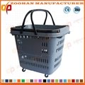 Popular Plastic Supemarket Shopping Basket with Wheels  2