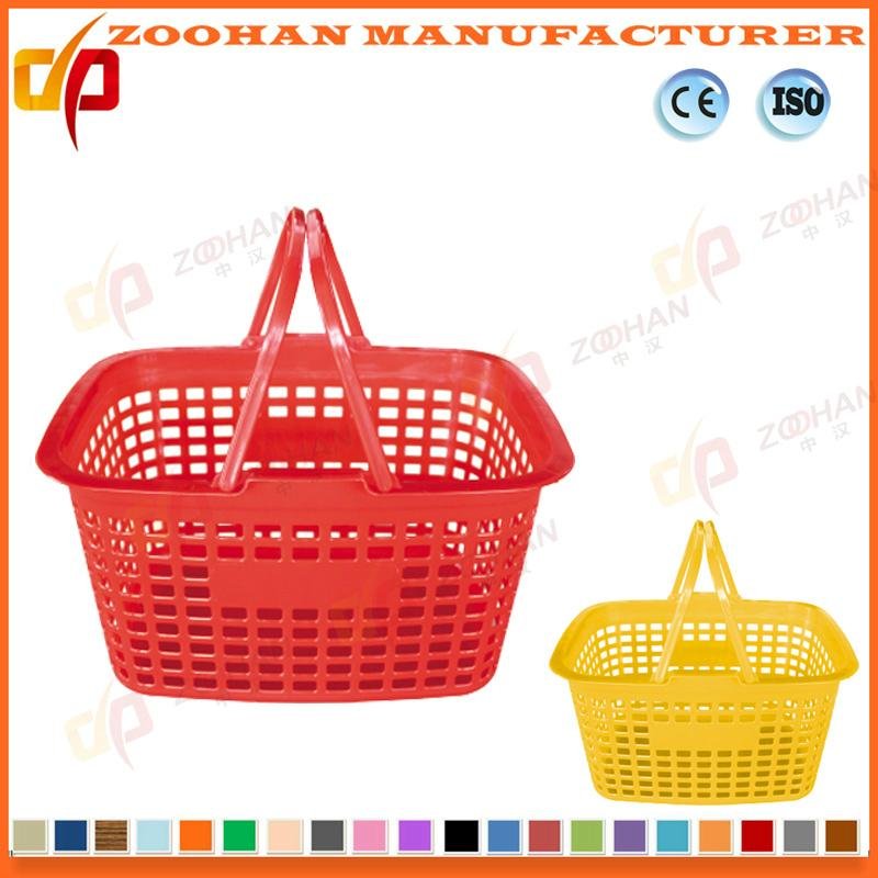 Popular Plastic Supemarket Shopping Basket with Wheels  4
