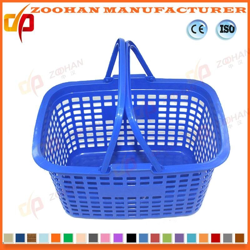 Plastic Supermarket Handle Shopping Basket with Wheels 5