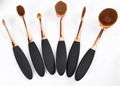 2016 fasihonable 6pcs Oval rose gold makeup foundation brush set