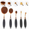 2016 fasihonable 6pcs Oval rose gold makeup foundation brush set 4