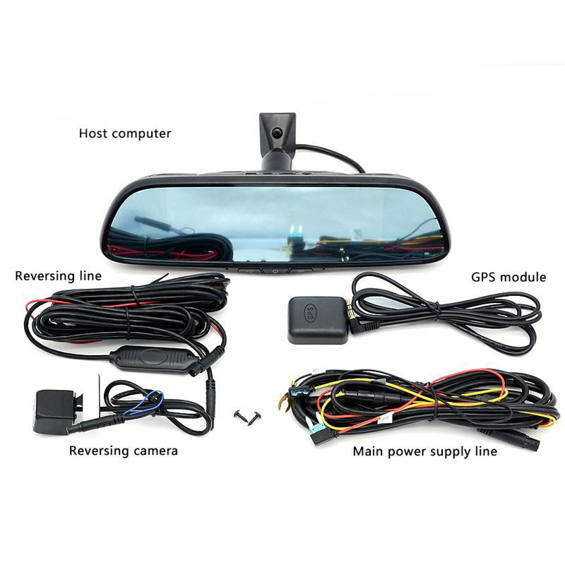 7.0 inch Android 4.4 system rearview mirror Bluetooth gps navigation dual camera 5