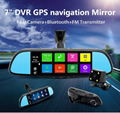 7.0 inch Android 4.4 system rearview mirror Bluetooth gps navigation dual camera 1