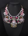 Exaggerated hollow flower Crystal necklace 1