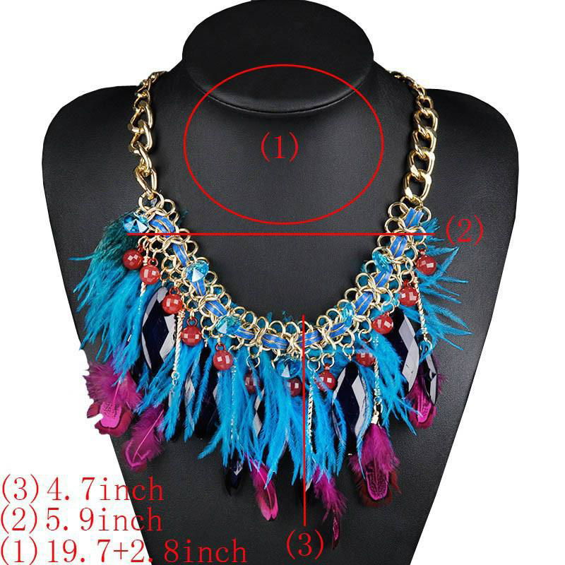 Bohemian shourouk bead feather necklace 4