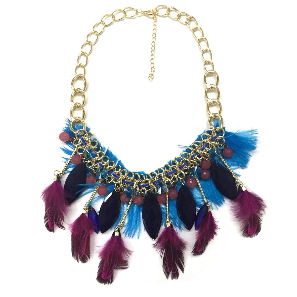 Bohemian shourouk bead feather necklace 5