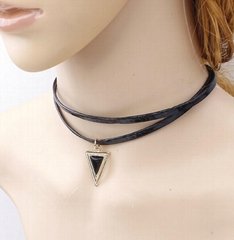 Punk triangle necklace collar necklace double cortex