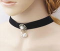 Gothic black velvet imitation pearl lace necklace 1