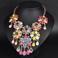 Exaggerated flowers crystal tassel necklace