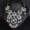 Exaggerated flowers crystal tassel necklace 3