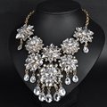Exaggerated flowers crystal tassel necklace 4