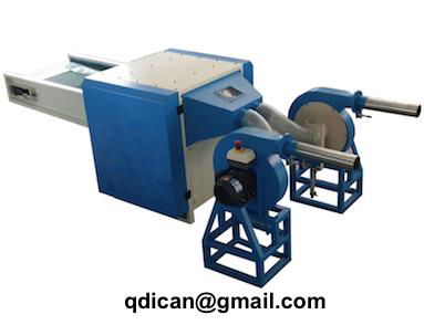 Fiber opening and pillow filling machine with 2 nozzles