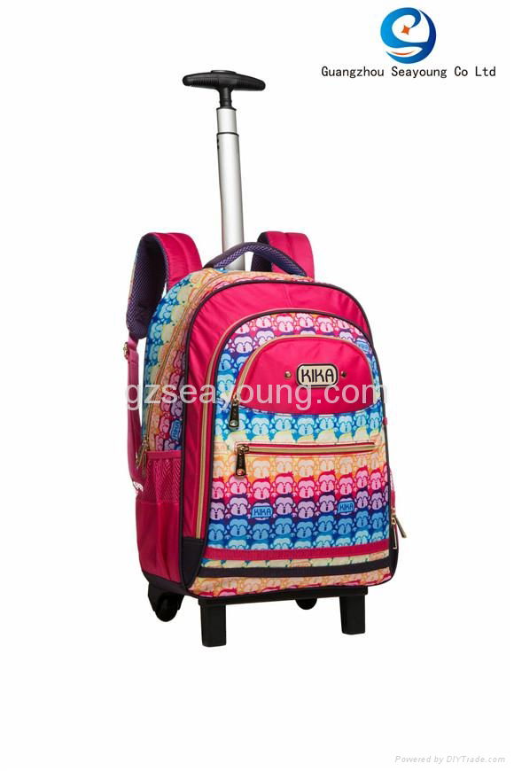 fashion school backpack kids trolley backpack with wheels 5