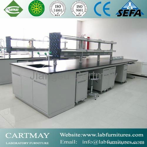 epoxy resin worktop with wood cabinet for laboratory