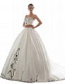 Satin Strapless Wedding Dress with Black Embroidery 1