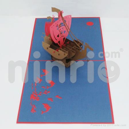 Viking ship pop up card handmade greeting card