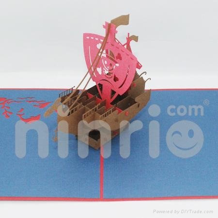 Viking ship pop up card handmade greeting card 3