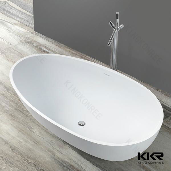 Kingkonree white free standing solid stone resin bathtub