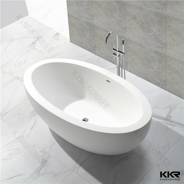 Kingkonree white free standing solid stone resin bathtub 2