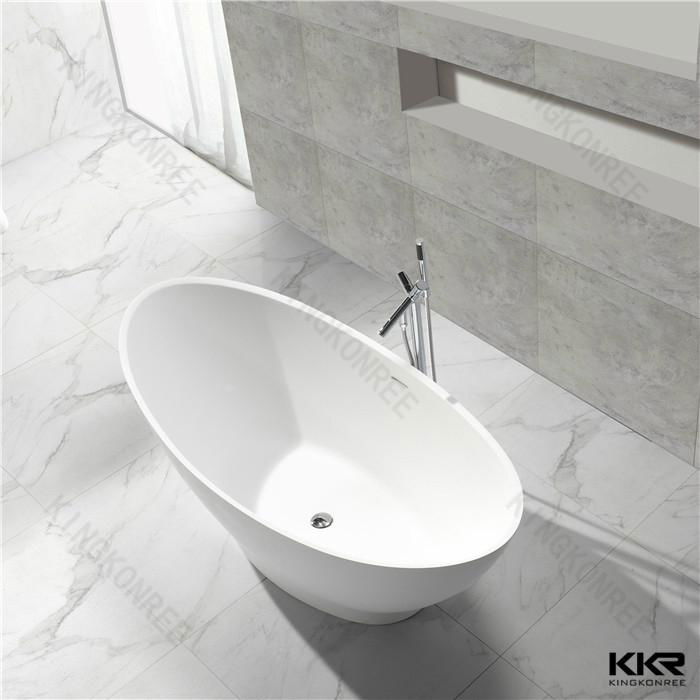 Kingkonree white free standing solid stone resin bathtub 3