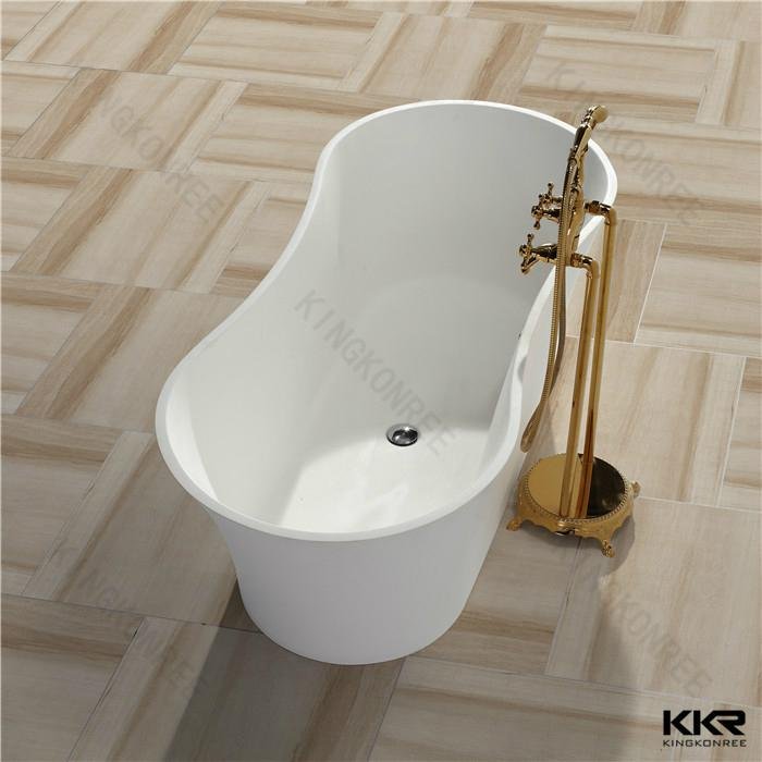Kingkonree white free standing solid stone resin bathtub 4