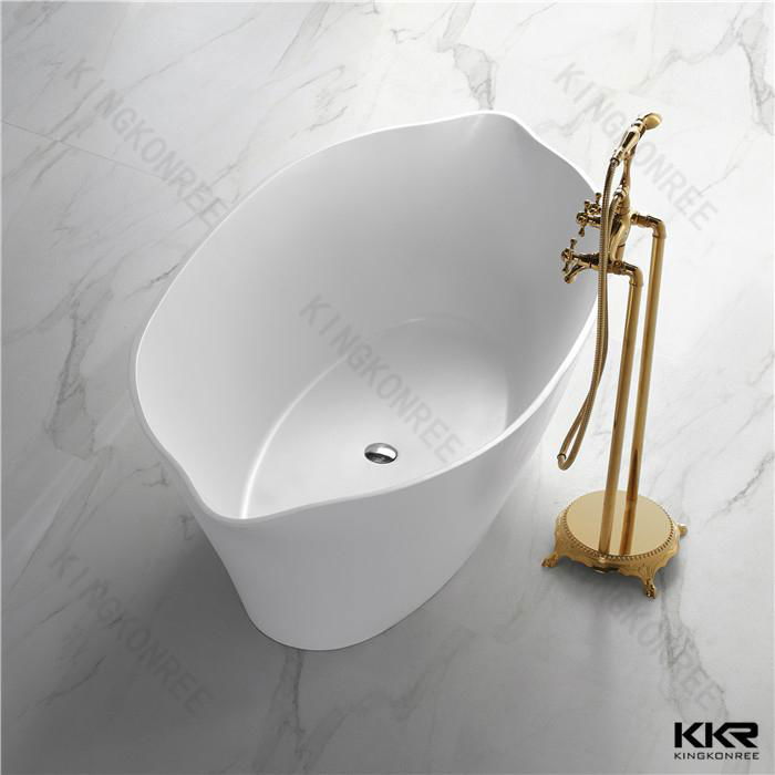 Kingkonree white free standing solid stone resin bathtub 5