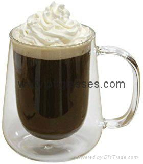 Double wall glass for coffee drinking (Different color according to clients)