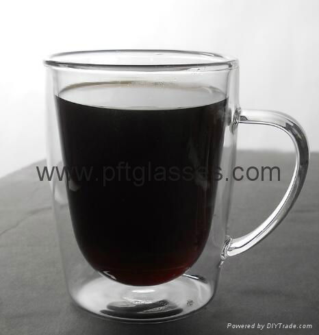 portable borosilicate double wall glass mugs