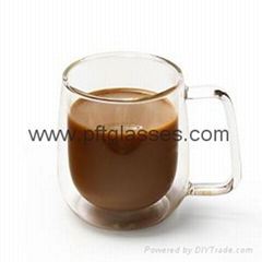 High borosilicate glass double wall mug