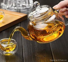 Wholesales hand blown single wall teapots with tea infuser